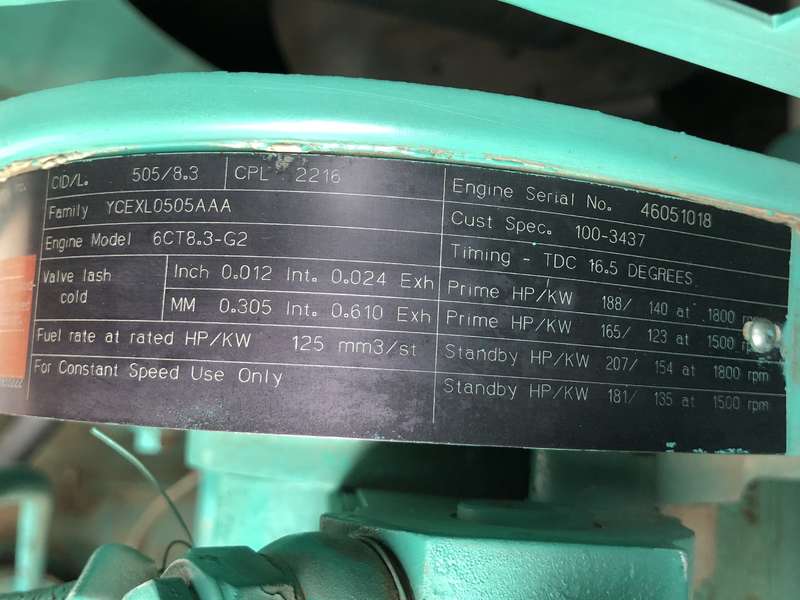 Used Cummins DGEA Diesel Generator, 745 Hrs