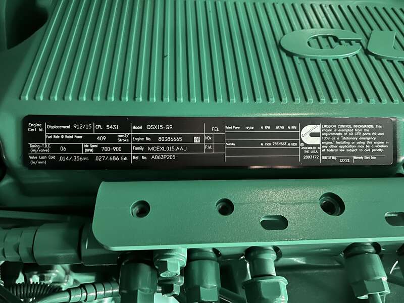New Cummins DFEK QSX15-G9 Diesel Generator EPA Tier 2