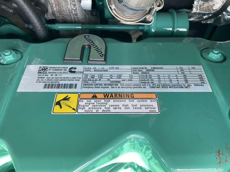 New Cummins C100D6C QSB5-G13 NR3 Diesel Generator, EPA Tier 3