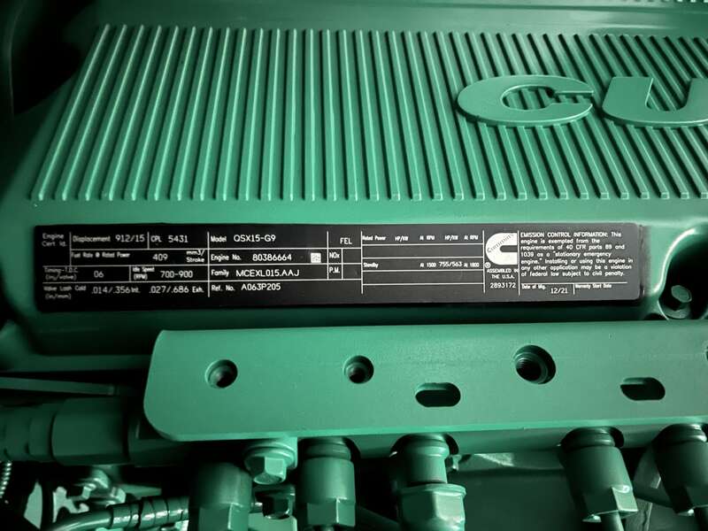 New Cummins DFEK QSX15-G9 Diesel Generator EPA Tier 2