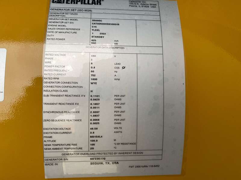 New Caterpillar C15 Diesel Generator 0 Hrs EPA Tier 2