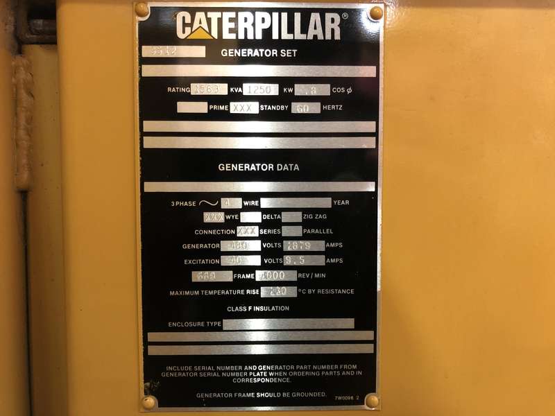 Used Caterpillar 3512 Diesel Generator, 1680 Hrs 
