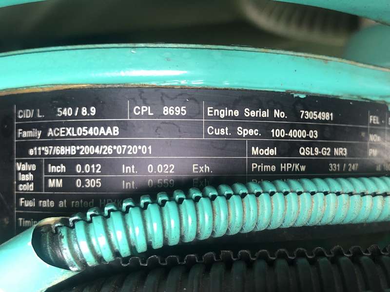 Used Cummins DSHAC QSL9-G2 NR3 Diesel Generator, 129 Hrs, EPA Tier 3