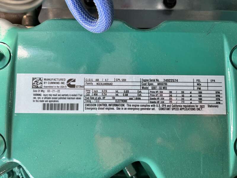New Cummins C150D6D QSB7-G5 NR3 Diesel Generator, 0 Hrs, EPA Tier 3