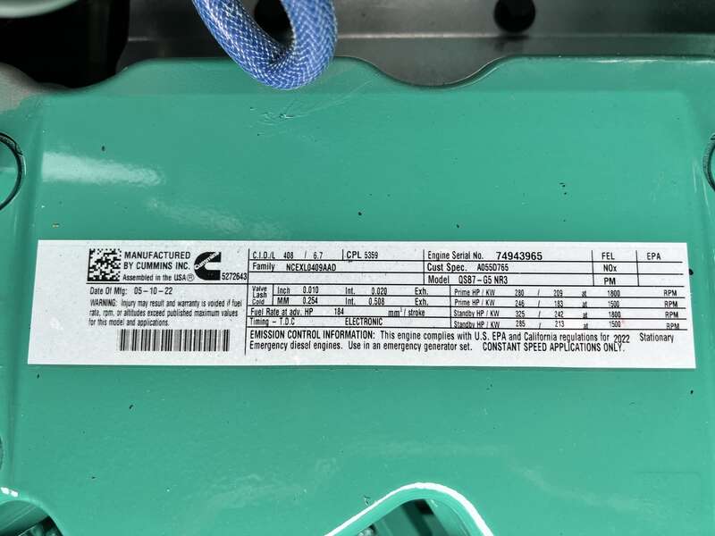 New Cummins C200D6D QSB7-G5 NR3 Diesel Generator, 0 Hrs, EPA Tier 3