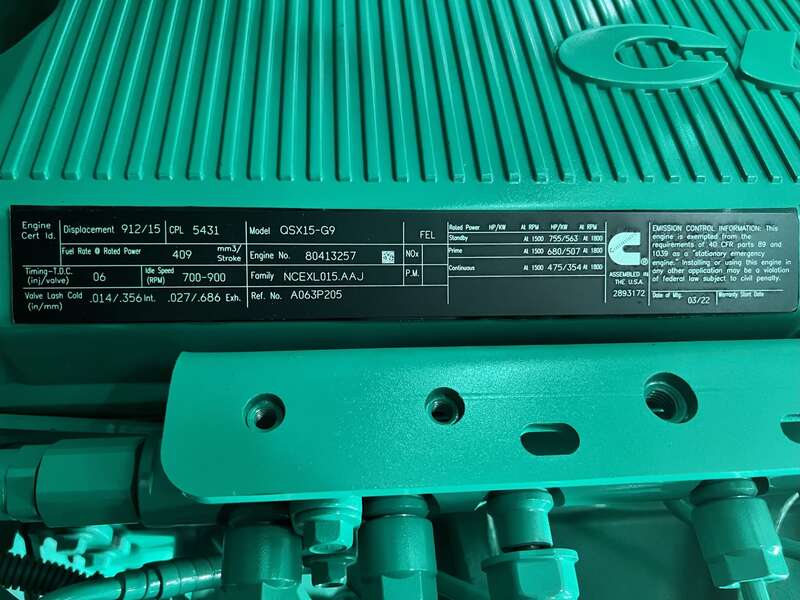 New Cummins DFEK QSX15-G9 Diesel Generator EPA Tier 2