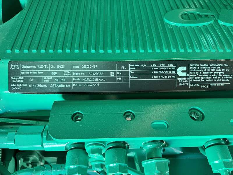 New Cummins DFEK QSX15-G9 Diesel Generator EPA Tier 2