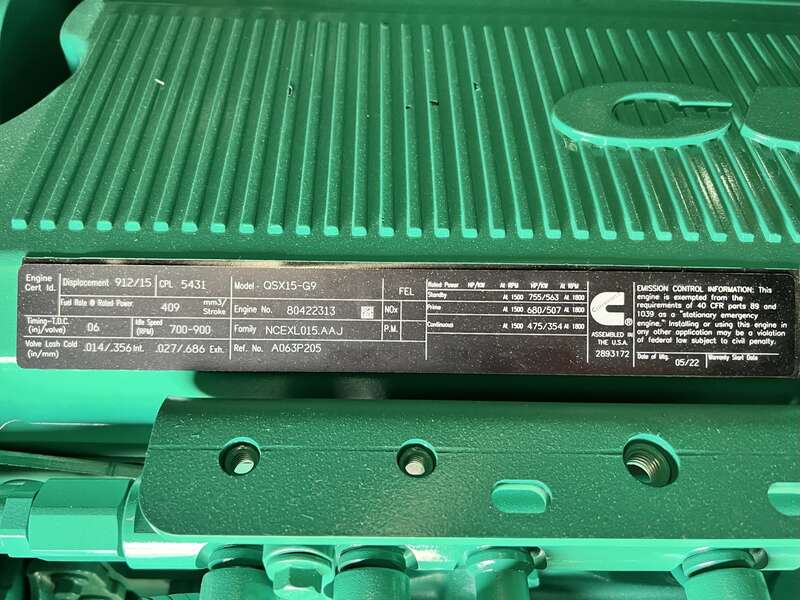New Cummins DFEK QSX15-G9 Diesel Generator EPA Tier 2
