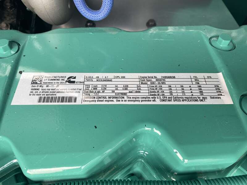 New Cummins C150D6D QSB7-G5 NR3 Diesel Generator, EPA Tier 3
