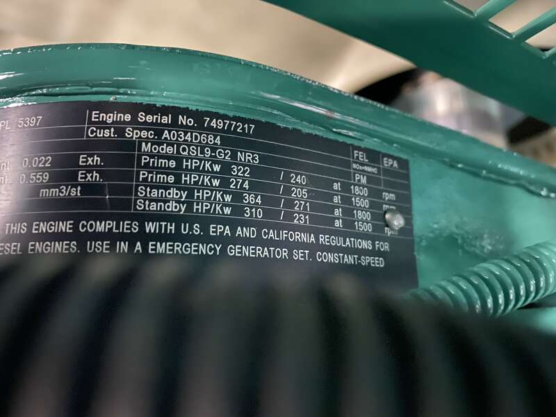 New Cummins DSHAD QSL9-G2 NR3 Diesel Generator EPA Tier 3