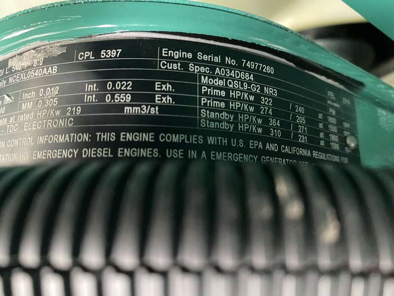 New Cummins DSHAD QSL9-G2 NR3 Diesel Generator EPA Tier 3