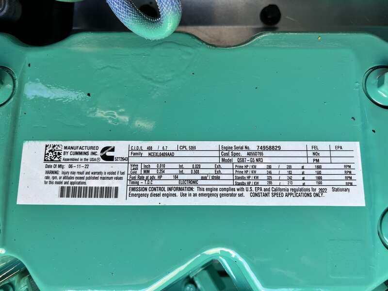 New Cummins C200D6D QSB7-G5 NR3 Diesel Generator, EPA Tier 3
