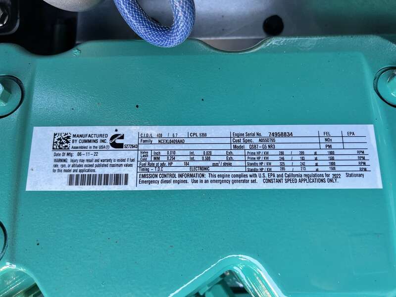 New Cummins C200D6D QSB7-G5 NR3 Diesel Generator, EPA Tier 3