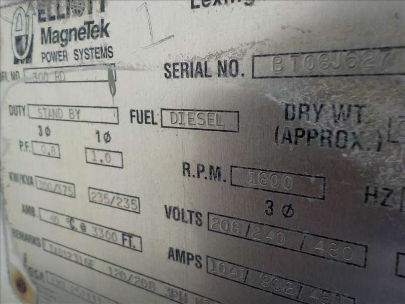 Used Elliott Magnetek / Volvo TAD1232  Diesel Generator 508 Hrs