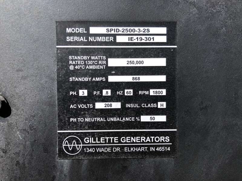Used Gillette SPID-2500-3-2S Portable Trailered Diesel Generator, 2 Hrs, EPA Tier 3