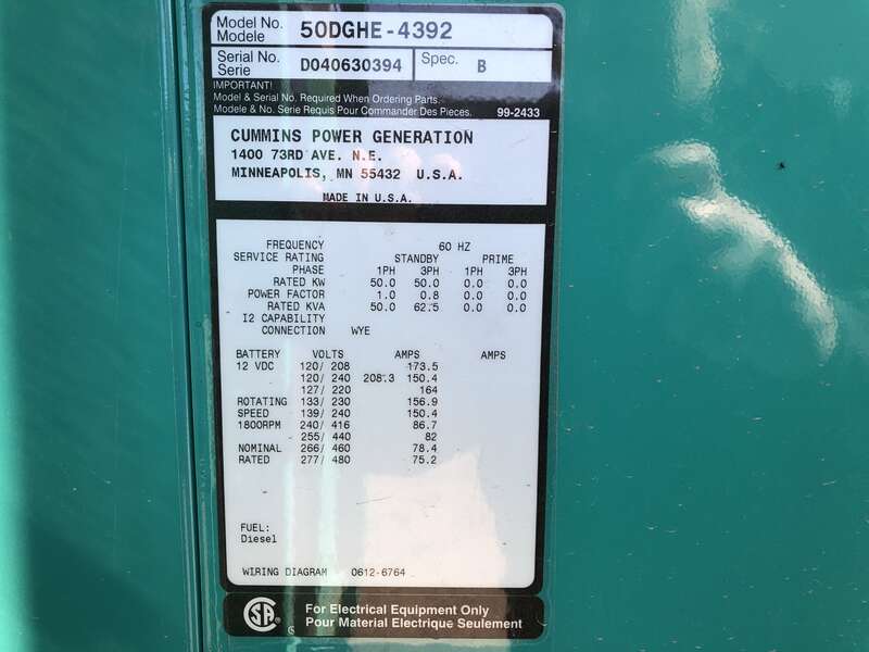 Used Cummins DGHE B3.3-G2 Portable Diesel Generator 320 Hrs