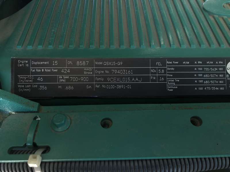 Used Cummins DFEK QSX15-G9 NR2 Diesel Generator, 71 Hrs, EPA Tier 2