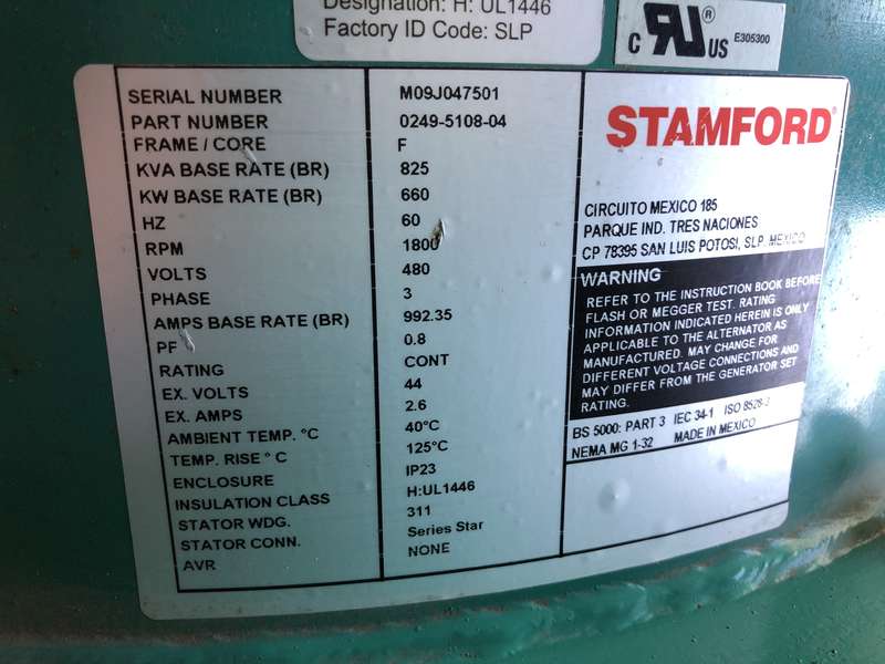 Used Cummins DFEK QSX15-G9 NR2 Diesel Generator, 71 Hrs, EPA Tier 2