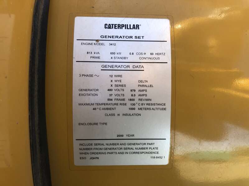 Used Caterpillar 3412 Diesel Generator, 292 Hrs