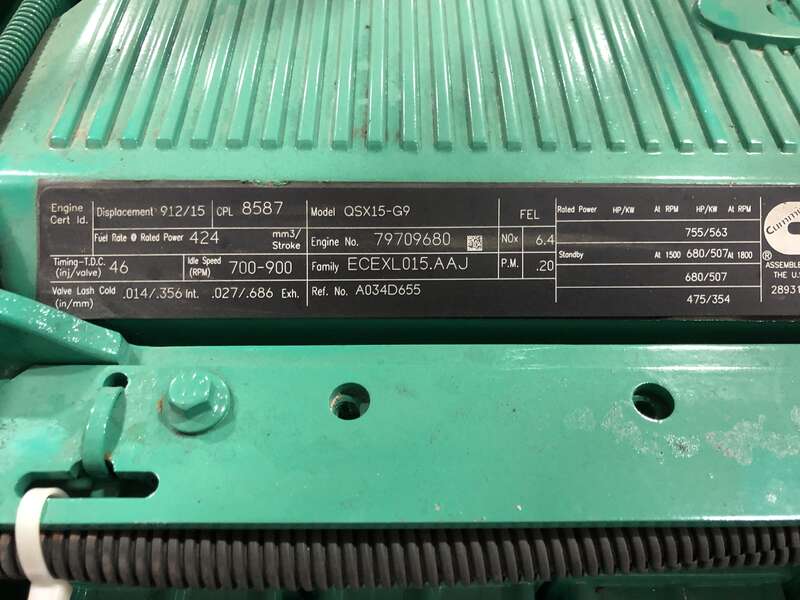 Used Cummins DFEK QSX15-G9 NR2 Diesel Generator 60 Hrs EPA Tier 2