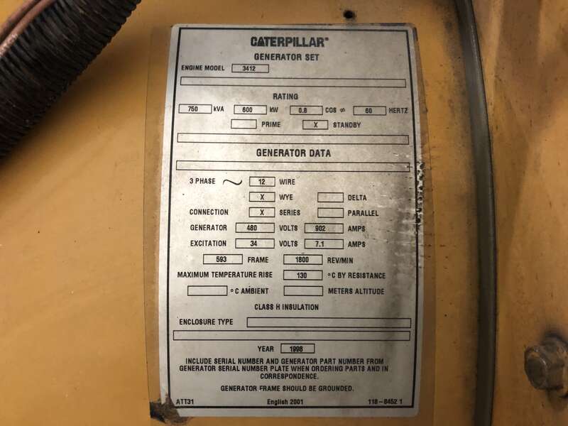 Used Caterpillar 3412 Diesel Generator, 715 Hrs