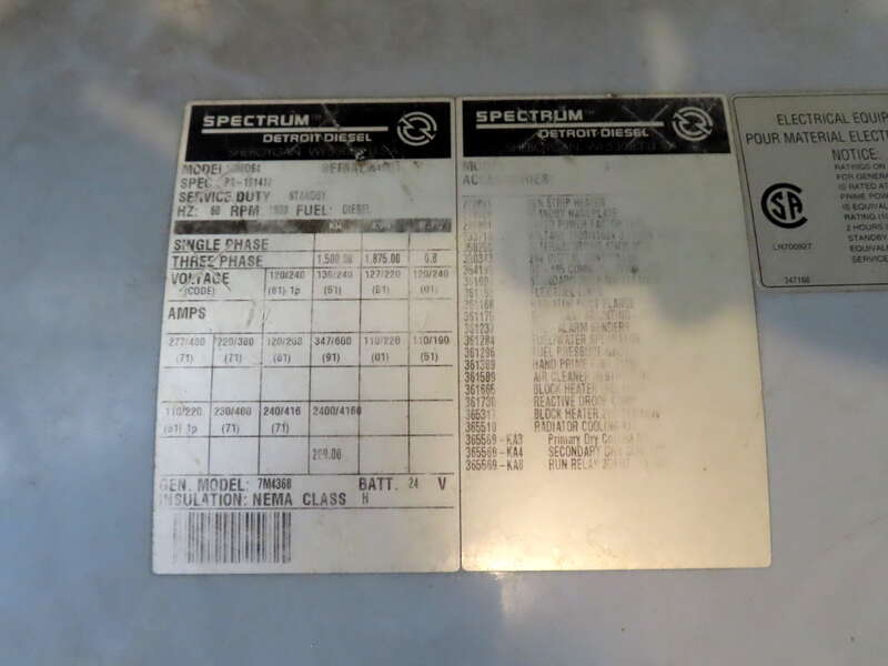 Used Kohler 1500DS4 12V4000 Diesel Generator, 295 Hrs 4160V