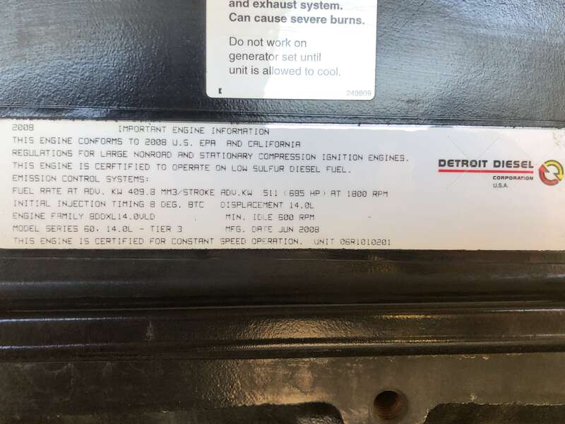 Used Kohler 300REOZDD Detroit Diesel Series 60 14L  Diesel Generator, 424 Hrs, EPA Tier 3