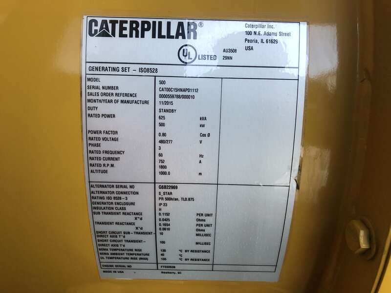 Used Caterpillar C15 Diesel Generator 701 Hrs EPA Tier 2