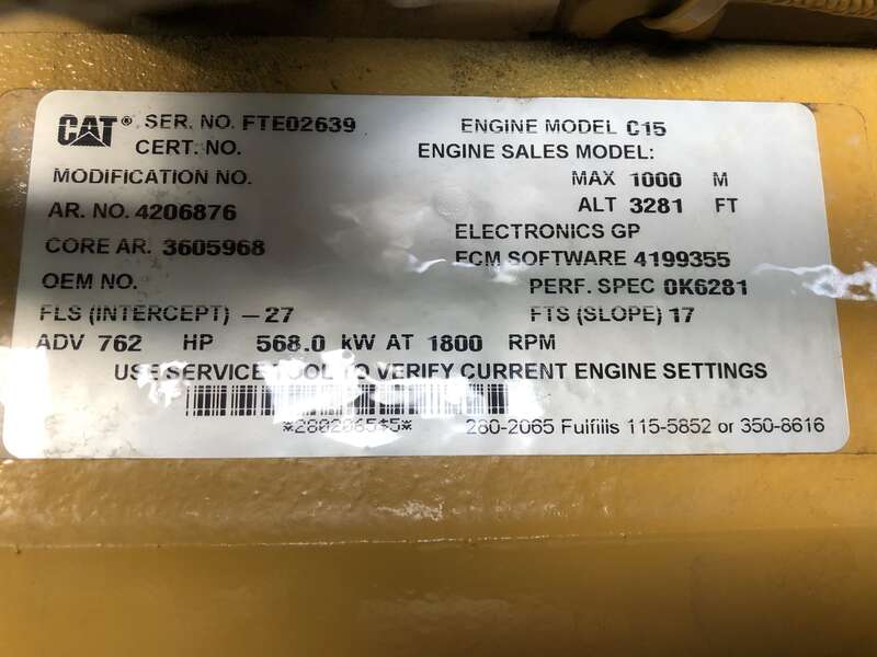 Used Caterpillar C15 Diesel Generator 701 Hrs EPA Tier 2
