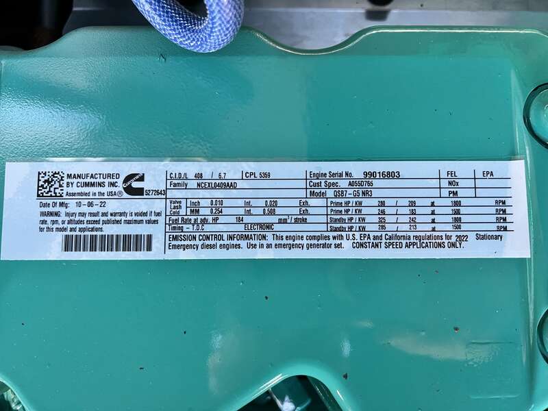 New Cummins C150D6D QSB7-G5 NR3 Diesel Generator, EPA Tier 3