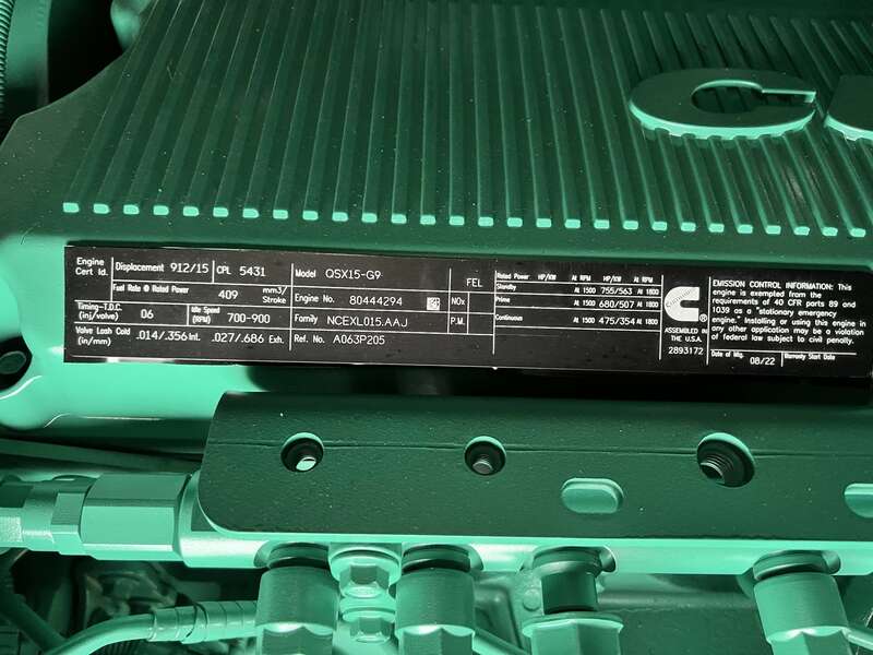 New Cummins DFEK QSX15-G9 Diesel Generator EPA Tier 2