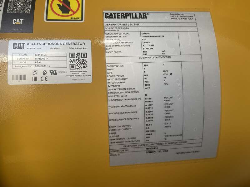 New Caterpillar C15 Diesel Generator 0 Hrs EPA Tier 2