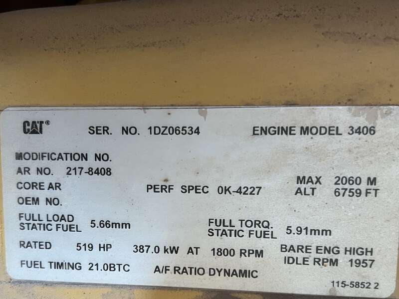 Used Caterpillar 3406 Diesel Generator, 125 Hrs