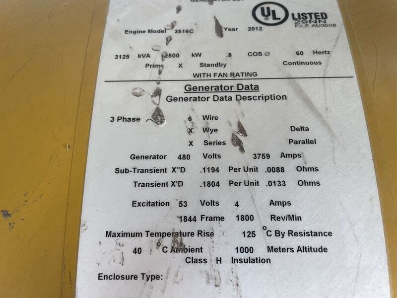 Used Caterpillar 3516C HD Diesel Generator 113 Hrs EPA Tier 2 w/CAT 2 Yr warranty