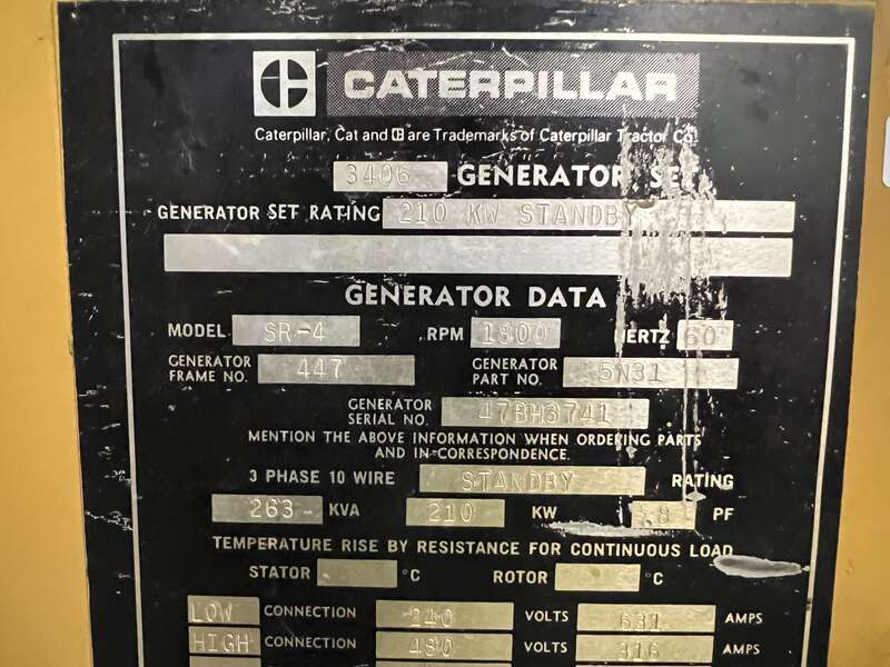 Used Caterpillar 3406 Diesel Generator, 621 hrs