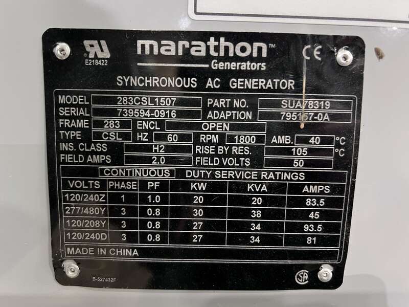 Used MTU DG04RZ055V1M00001 Isuzu 4LE1NYGV04 Diesel Generator, 24 Hrs, EPA Tier 3