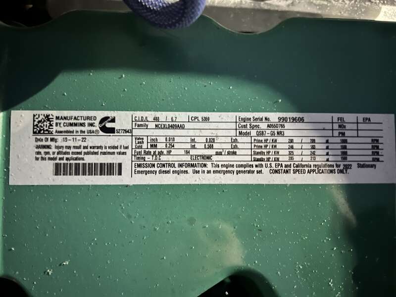 New Cummins C200D6D QSB7-G5 Diesel Generator 0 Hrs EPA Tier 3