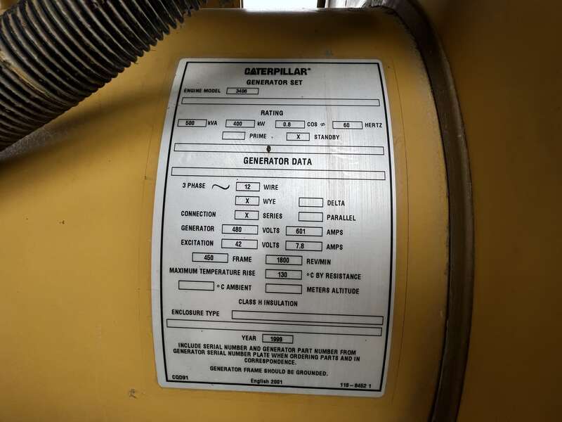 Used Caterpillar 3406 Diesel Generator, 2106 Hrs