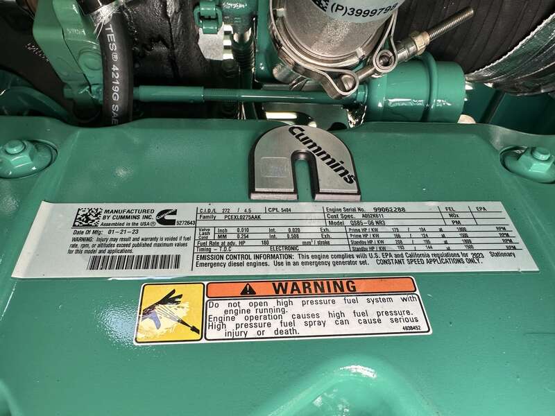 New Cummins C125D6C QSB5-G6 NR3 Diesel Generator, EPA Tier 3