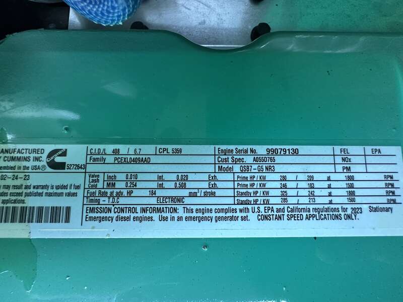 New Cummins C200D6D QSB7-G5 NR3 Diesel Generator, EPA Tier 3