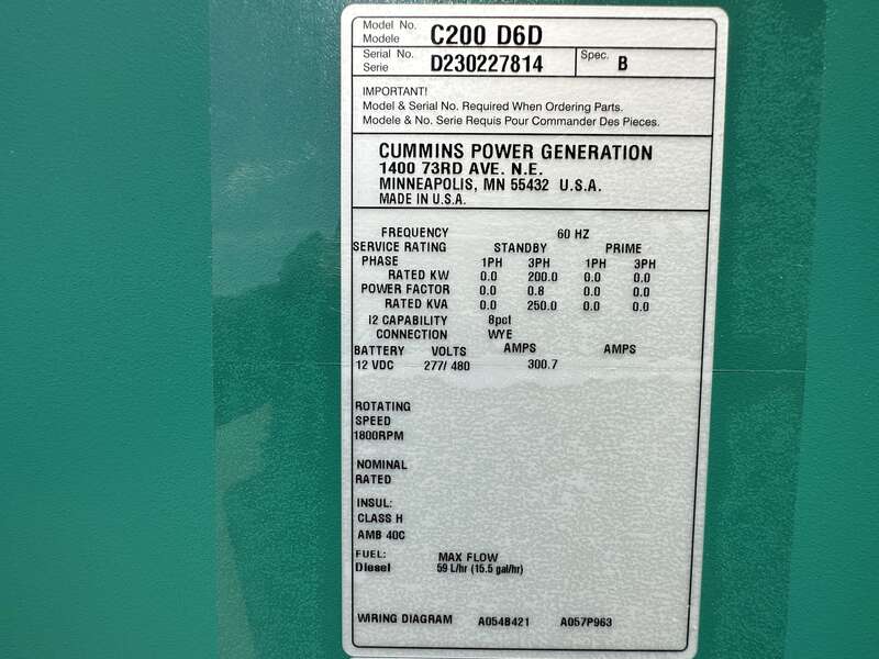 New Cummins C200D6D QSB7-G5 NR3 Diesel Generator | EPA Tier 3 | 200 KW ...