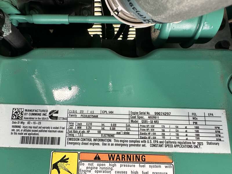 New Cummins C125D6C QSB5-G6 NR3 Diesel Generator, EPA Tier 3