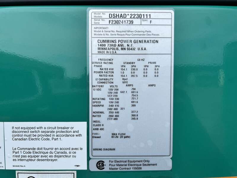 New Cummins DSHAD QSL9-G2 NR3 Diesel Generator EPA Tier 3 | 230 KW | 0 ...