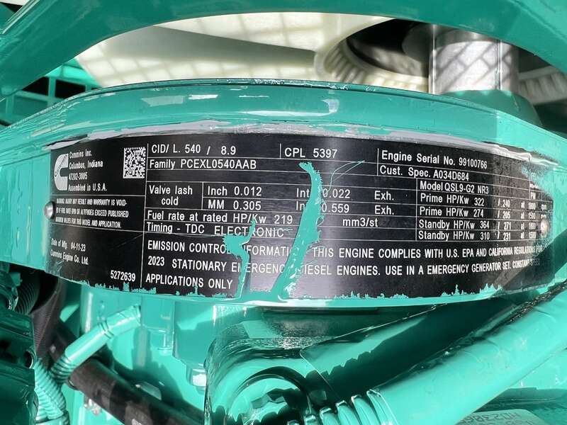 New Cummins DSHAD QSL9-G2 NR3 Diesel Generator EPA Tier 3