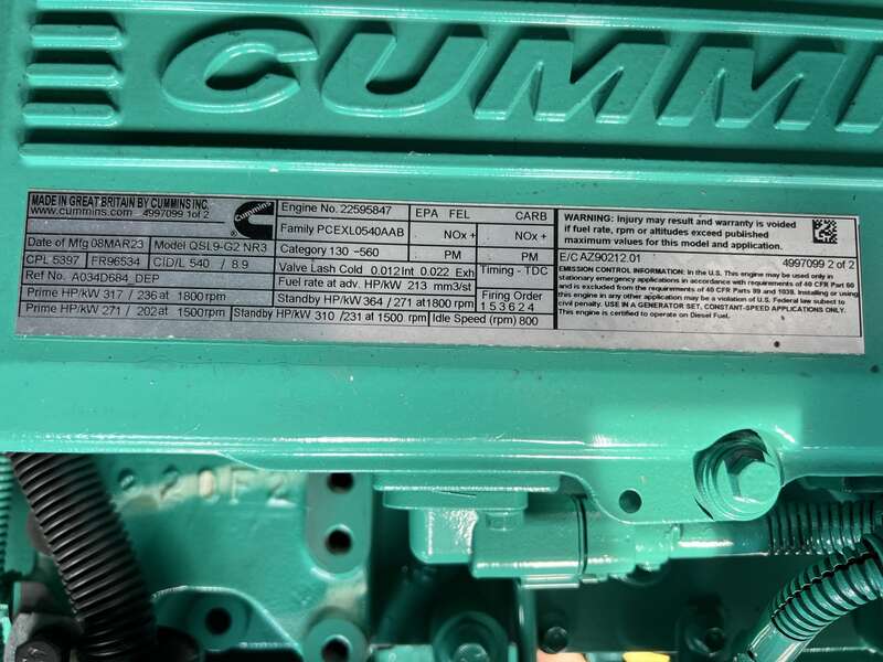 New Cummins DSHAD QSL9-G2 NR3 Diesel Generator EPA Tier 3
