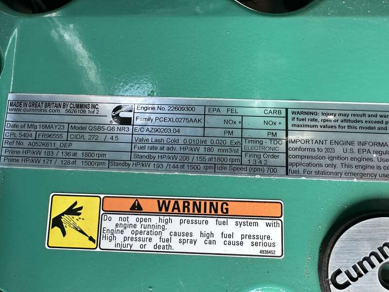New Cummins C125D6C QSB5-G6 NR3 Diesel Generator, EPA Tier 3