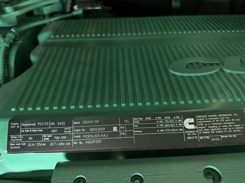 New Cummins DFEK QSX15-G9 Diesel Generator EPA Tier 2