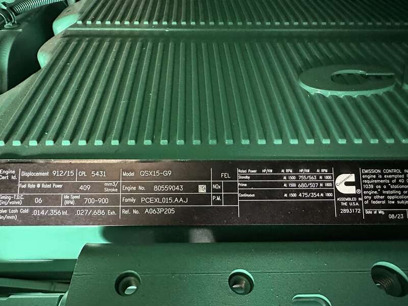 New Cummins DFEK QSX15-G9 Diesel Generator EPA Tier 2