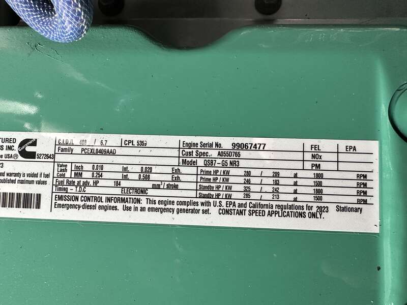 New Cummins C200D6D QSB7-G5 NR3 Diesel Generator, EPA Tier 3