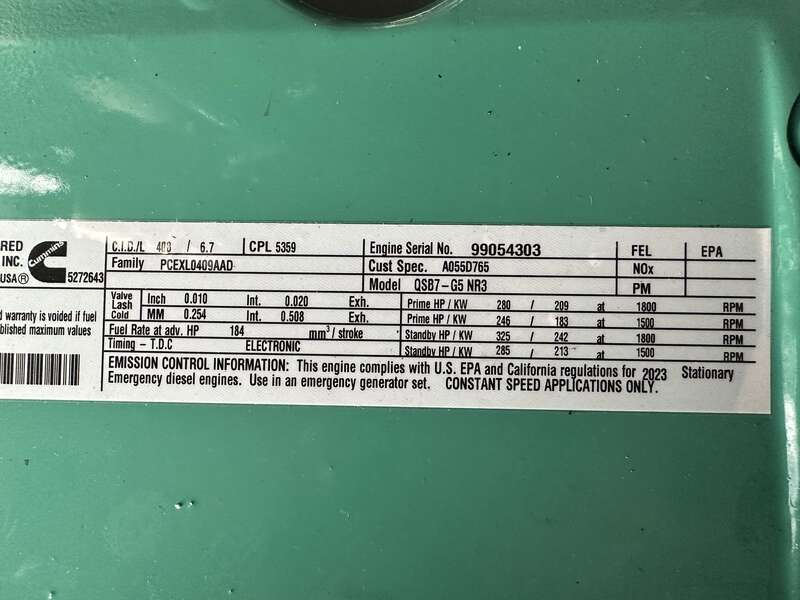 New Cummins C200D6D QSB7-G5 NR3 Diesel Generator, EPA Tier 3